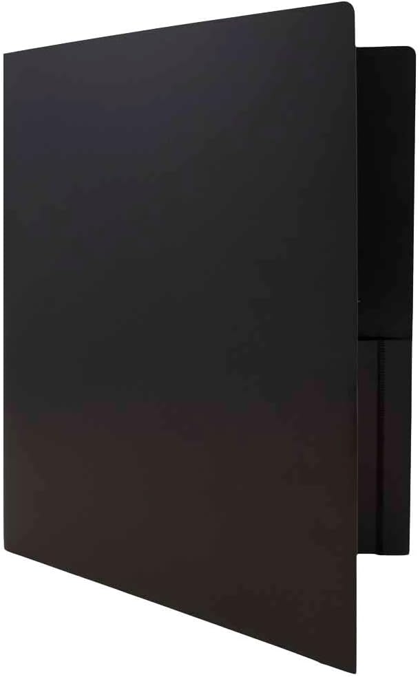 JAM PAPER Heavy Duty Plastic 2 Pocket Extra Tough School Folders - Black - Bulk 48/Pack