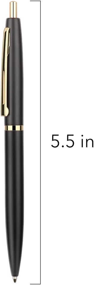 Unibene 6 Pack Black & Gold Click Ballpoint Pens -1.0mm Medium Point Black Ink with 6 Stainless Steel Refills for Business Office Students Teachers Wedding Christmas