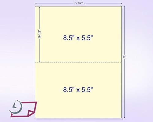 NextDayLabels - Pack of 500 Sheets, 8-1/2 x 11" Letter Size Perforated Paper (Canary, Perf @ 5-1/2")