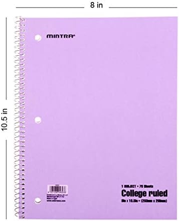 Mintra Office Spiral Notebooks (Pastel - College Ruled, 24pk (4-6pks))