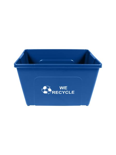 Curbside 18 Gallon Blue Recycling Bin for Homes or Businesses for Curbside Recycling - Single Unit - Blue