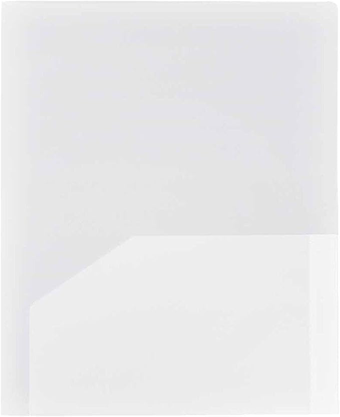 JAM PAPER Heavy Duty Plastic 2 Pocket Extra Tough School Folders - Clear - Bulk 48/Pack