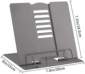 MSDADA Desk Book Stand Metal Reading Rest Book Holder Angle Adjustable Stand Document Holder Portable Sturdy Lightweight Bookstands-Textbooks Tablet Music Books Cook Recipe (Grey)