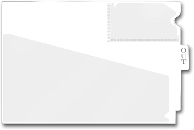 Doctor Stuff - Center Tab Vinyl Outguides, Diagonal Cut Front Pocket, Top Charge Out Slip Pocket, Plastic File Folder, Letter Size 9" x 13-1/4", White, 25/Box