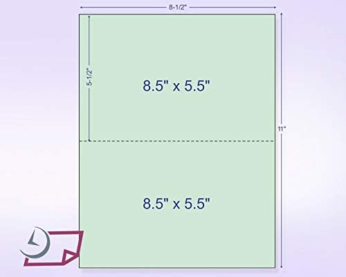 NextDayLabels - Pack of 500 Sheets, 8-1/2 x 11" Letter Size Perforated Paper (Green, Perf @ 5-1/2")