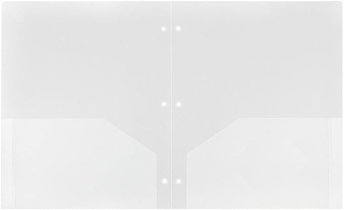 JAM PAPER Heavy Duty Plastic 3 Hole Punch Pocket Folders - Extra Tough School Folders - Clear - Bulk 48/Pack