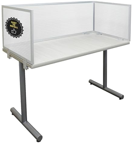 OBEX Polycarbonate Office Desk Mounted Privacy Screen Adjustable Table Top Panel Divider, Universal Aluminum Bracket-USA Made, 24" x 72", Translucent