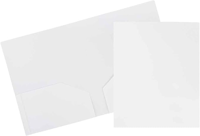 JAM PAPER Heavy Duty Plastic 2 Pocket Extra Tough School Folders - White - Bulk 144/Box