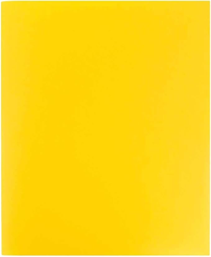 JAM PAPER Heavy Duty Plastic 2 Pocket Extra Tough School Folders - Yellow - 3/Pack