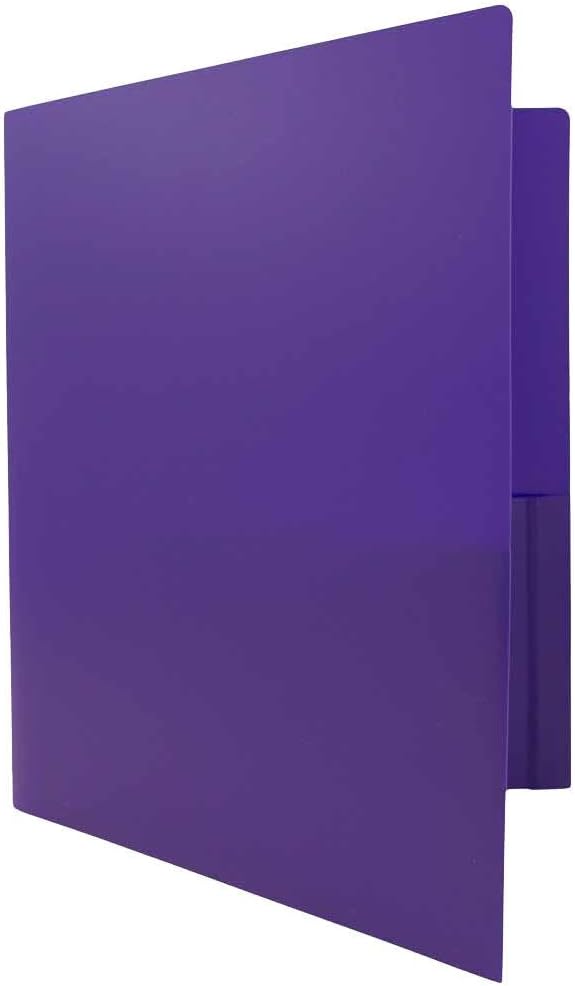 JAM PAPER Heavy Duty Plastic 2 Pocket Extra Tough School Folders - Purple - 3/Pack