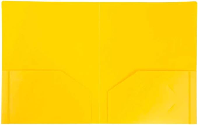 JAM PAPER Heavy Duty Plastic 2 Pocket Extra Tough School Folders - Yellow - 3/Pack