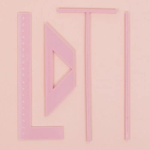 Craftelier - Kit Rulers and Binding Squares | Basic Tools for Scrapbooking, Craft and Binding Projects | Includes L Ruler, T Ruler and Squares | Color Pink