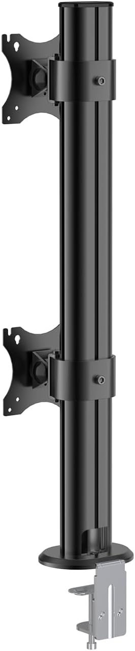 BEWISER Dual Monitor Stand Desk Mount- Vertical Heavy Duty Monitor Riser Fits Two 17 to 49 Inch Screen with Swivel, Tilt, Height Adjustable,weight capacity up to 33 lbs，BL200-B
