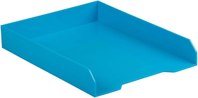 JAM PAPER Stackable Paper Trays - Blue - Desktop Document, Letter, & File Organizer Tray - Sold Individually