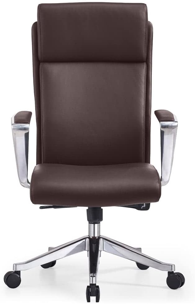 ZURI Draper Leather Executive Chair with Aluminum Frame- Dark Brown