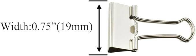 HAHIYO Binder Clips Paper Clamps Spring Steel Sturdy Small 0.75 inches Width 0.2 Inch Capacity No Sharp Edges Heavy Duty Tight Grip Reusable Silver Metal Bright Finish for Home Office School 30 Pack