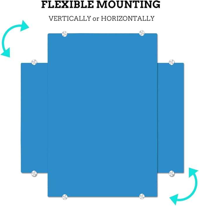DEVELOP Large Magnetic Blue Glass Dry Erase Board, 60 x 36 Inches (150 x 90 cm), Modern Tempered Glass Whiteboard for Wall, Frameless White Board with Marker Tray, 4 Markers, 2 Magnets, 1 Eraser