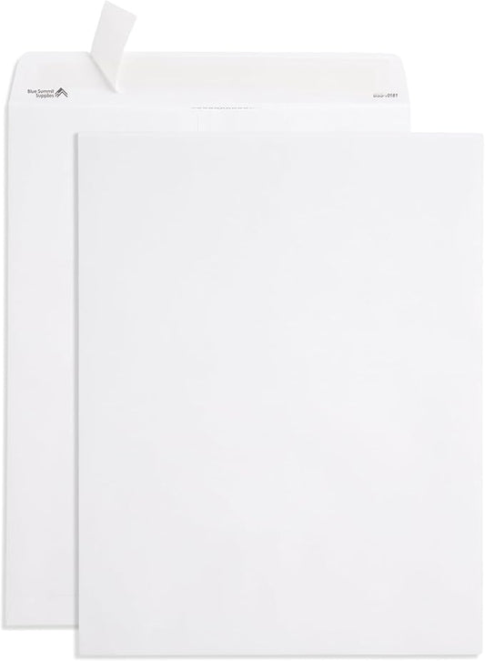Blue Summit 50 Large Envelopes 12x15, Large Mailing Envelopes 12x15 for Documents, Self Seal 12x15.5, Thick 28lb Paper, 50 White Mailers