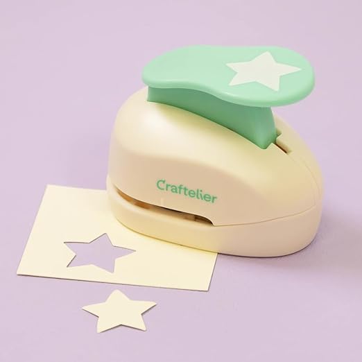 Craftelier - 1 Inch Star Hole Punch with Lever Press – Star Hole Puncher for Paper Crafts | Punch for Scrapbooking, DIY Cards & Journals | Hole Punch Shapes for Paper & Cardstock.