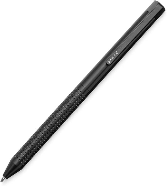 JAMES° Bolen EDC Twist-Retractable Pen, Slim Machined Stainless Steel Barrel Designed for Daily Carry, Black