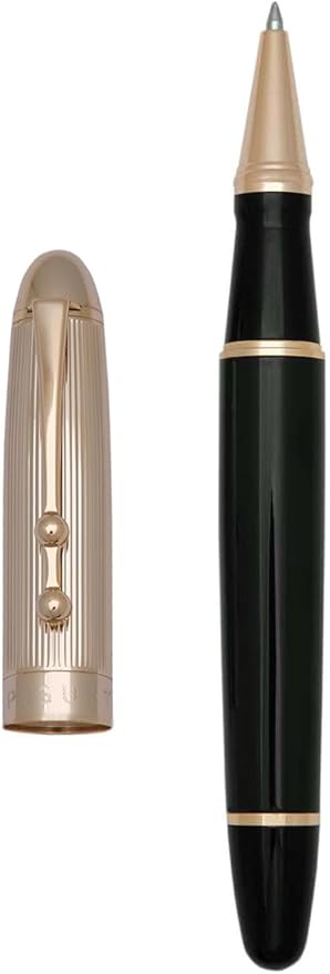 Piguet Genève – Luxury and Ergonomic Fountain & Rollerball Pen – Sigma Series – German Bock Medium Nib, Gold Trim, Blue Ink – Gift Boxed with Universal Refill and Converter (Rollerball Pen, I'Doré)