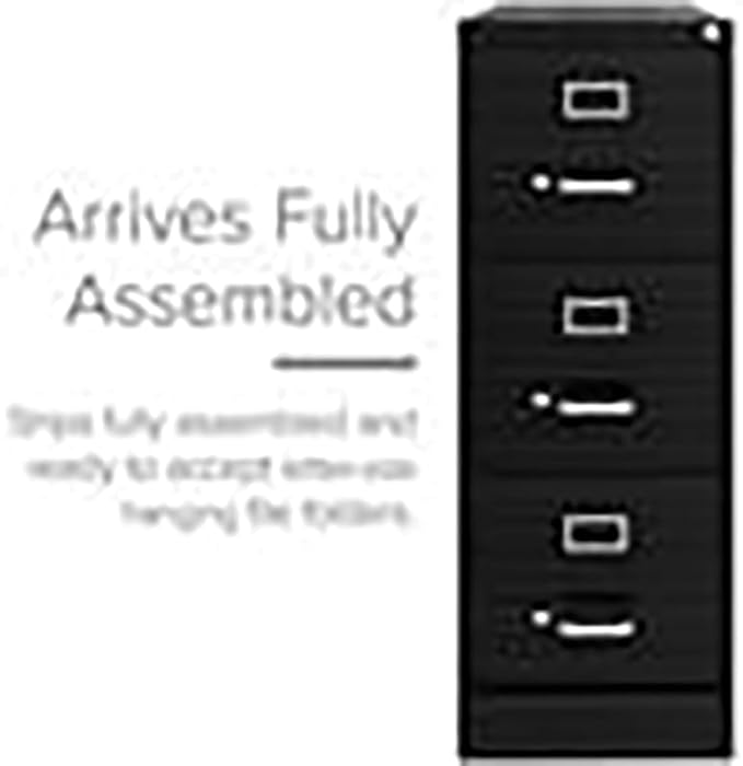 UrbanPro 3 Drawers 40.19" Vertical Black Metal Filing Cabinet Lockable Pre-Assembled Stationary Letter Size for Home, Office