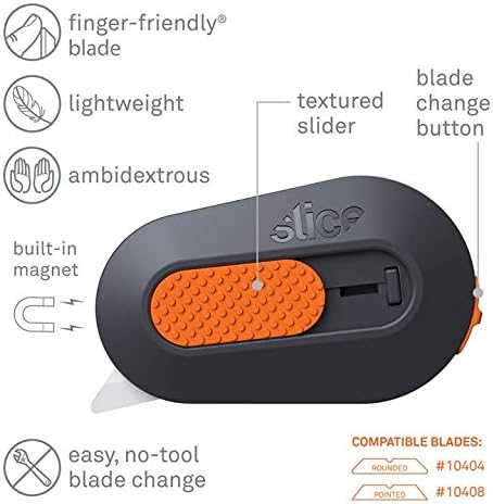 Slice Mini Box Cutter | Manual Retracting | Safe Ceramic Box Cutter Lasting 11x Longer than Metal | Keychain Box Opener | 12 Pack