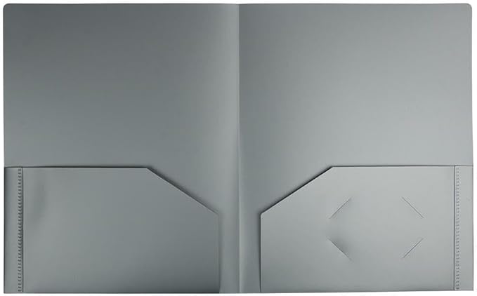 JAM PAPER Heavy Duty Plastic 2 Pocket Extra Tough School Folders - Silver - Bulk 48/Pack
