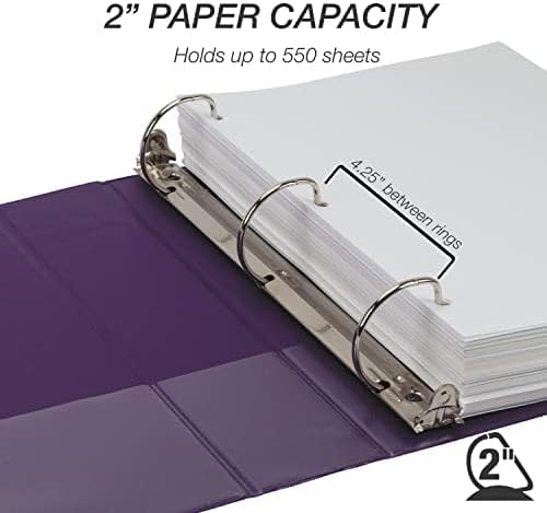 Samsill Durable 2 inch 3 Ring Binder, Made in USA, D Ring Binder, FSC 100% Recycled Chipboard, Purple, 4 Pack
