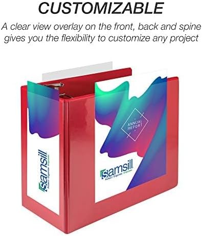 Samsill Durable 6 inch 3 Ring Binder, Made in USA, Locking D Ring FSC 100% Recycled Chipboard, Red, 2 Pack
