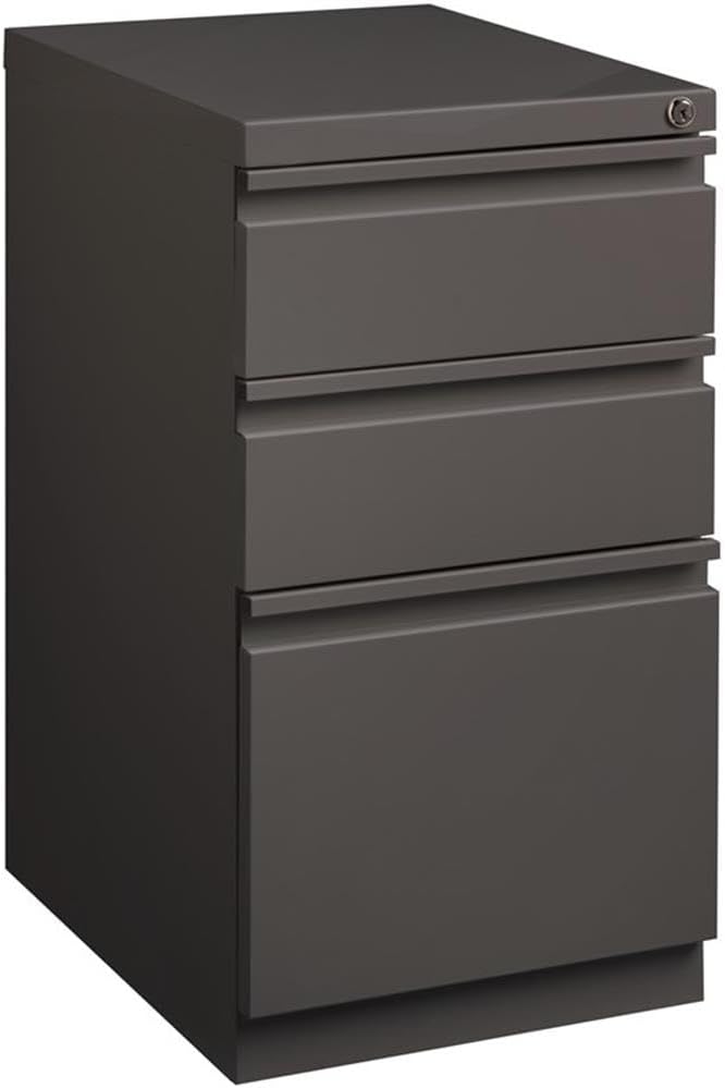 Pemberly Row 3 Drawers 27.75" Vertical Espresso Metal Filing Cabinet Lockable Pre-Assembled Stationary Letter Size for Home, Office