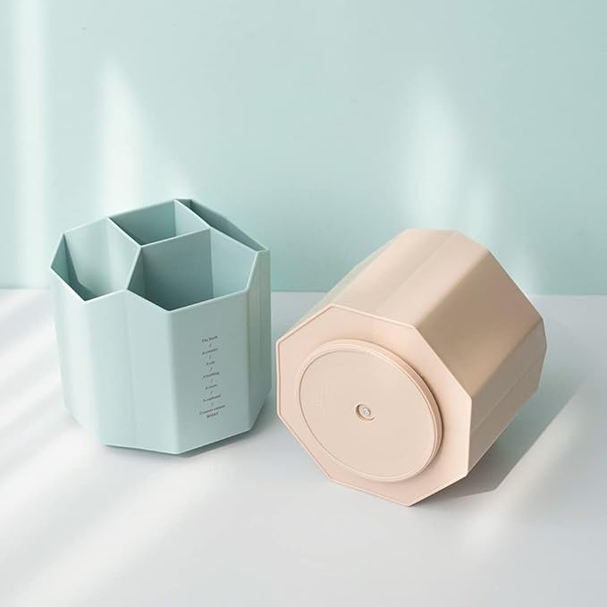 Rotating Art Supply Organizer, Pen Holder 5 Compartments, School Supplies Organizer for Pen, Colored Pencil, Art Brushes, Desktop Storage Box, Gift for Teachers, Classmates, and Friends ,Blue