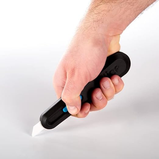 Slice Smart-Retract Utility Knife | Blade Automatically Retracts as Cutting Motion Finishes | Heavy Duty Box Cutter | Safe Ceramic Blade Lasting 11x Longer than Metal | 6 Pack