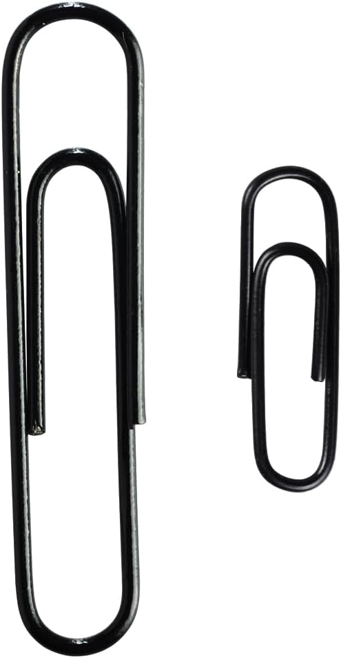 JAM PAPER Combo Pack Colorful Paper Clips - Standard & Jumbo - Black Paperclips - 1 Pack of 100 & 1 Pack of 75