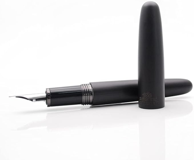 JINHAO 9056 Natural Wood Fountain Pen Handmade Ink Pen (Ebony Wood, Black clip, Medium Nib 0.7mm)