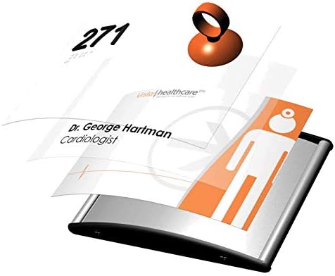 SET OF 6, OFFICE SIGN HOLDER FOR WALL OR DOOR MOUNT NAME PLATE FRAME DISPLAY CURVATURE PLAQUE SILVER ALUMINUM, 4.00" W x 6.00" H