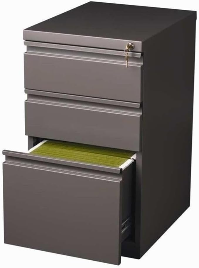 Pemberly Row 3 Drawers 27.75" Vertical Espresso Metal Filing Cabinet Lockable Pre-Assembled Stationary Letter Size for Home, Office