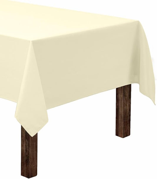 Gee Di Moda Rectangle Tablecloth - 60 x 84 Inch Ivory Table Cloth for 5 Foot Rectangle Table - Heavy Duty Washable Fabric - for 5 Ft Buffet Table, Holiday Party, Dinner, Wedding & Baby Shower