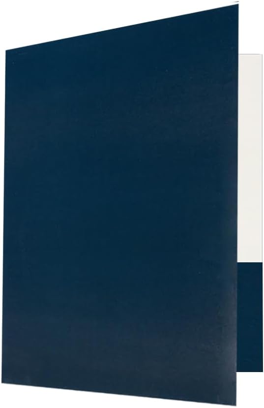 JAM PAPER Custom Printed Semi-Gloss Folders with Round Corner Pockets - Personalized Logo & Text - 10 pt C2S - Navy Blue - 100/Pack