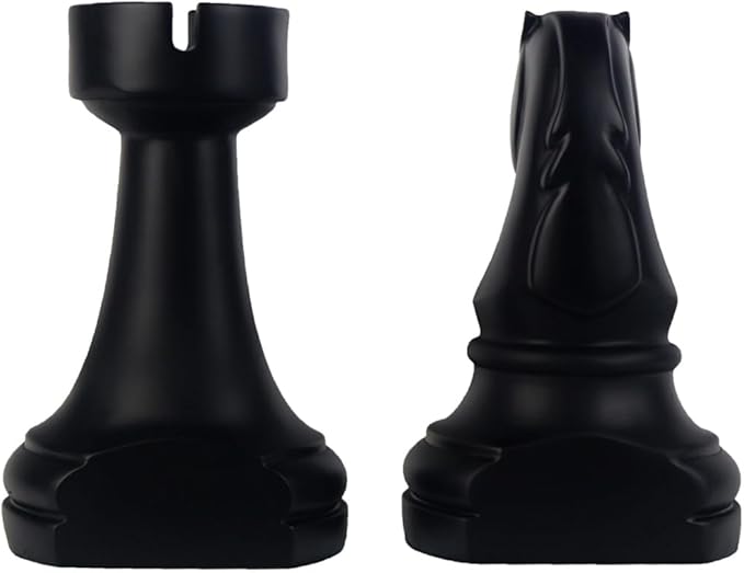 Chess Bookends, Office Decorative Bookends for Shelves, Heavy Bookends Book Stoppers Book Holders for Desk Decoration, 7x7x4 inches, Black,1Pair/2Piece