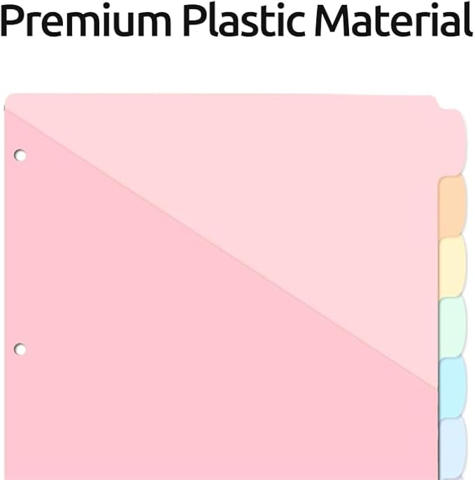 8 Count Dividers with Two Pockets - Binder Dividers for 3 Ring Binder Organizer,Binder Folders for US Letter Size for Study,Office and Home Organization (Pink,1set)