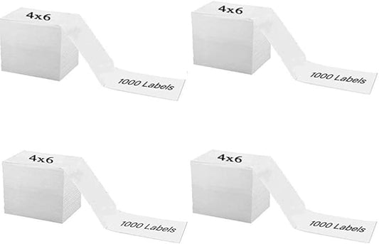 OausTect 4x6 Shipping Label 4000 Fanfold Labels for Rollo, Zebra Direct Thermal Printer, with Perforations