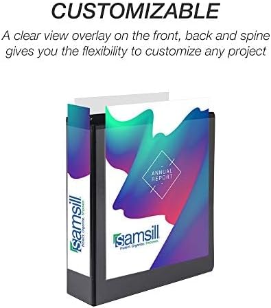 Samsill Durable 2 inch 3 Ring Binder, Made in USA, D Ring Binder, FSC 100% Recycled Chipboard, Black, 4 Pack