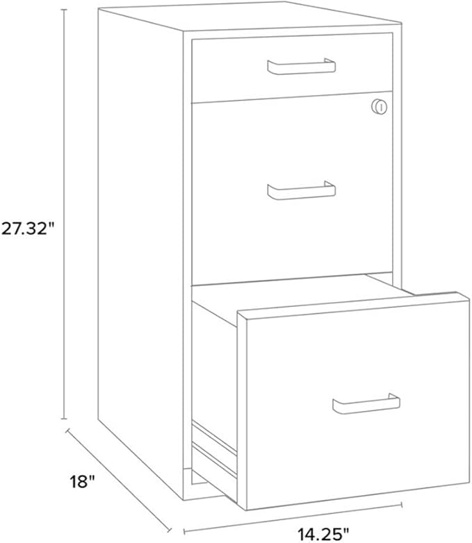Scranton & Co Set of 2 18" D 3-Drawer Metal Filing Cabinet with Pencil Drawer