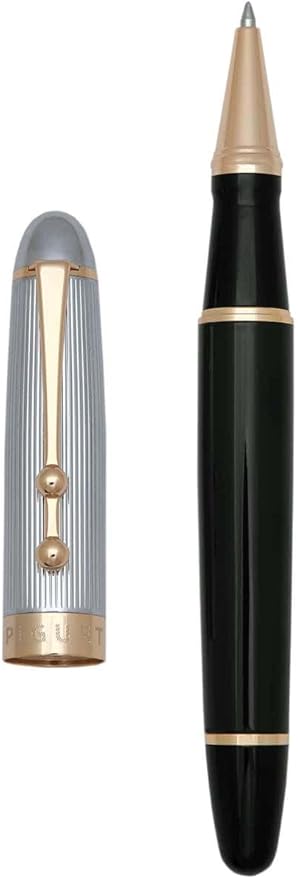 Piguet Genève – Luxury and Ergonomic Fountain & Rollerball Pen – Sigma Series – German Bock Medium Nib, Gold Trim, Blue Ink – Gift Boxed with Universal Refill and Converter (Rollerball Pen, Deluxe)