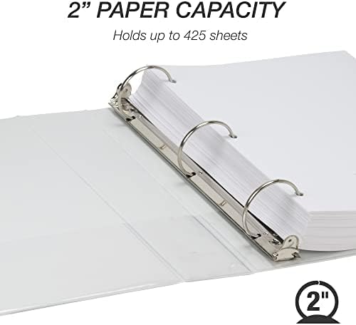 Samsill 2 Inch 3 Ring Binders, Made in USA, Economy Round Ring, Clear View Cover, 425 Sheet Capacity - for School, Home, Office - White, 4 Pack