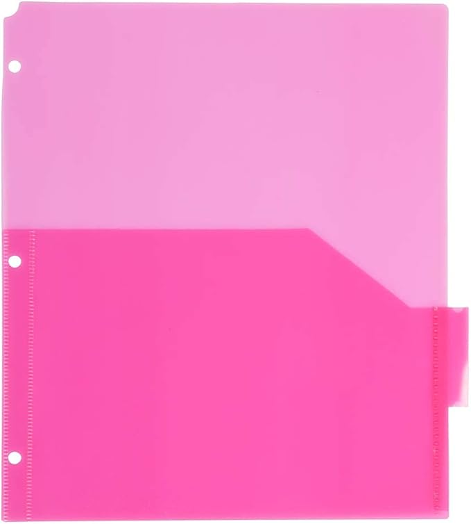 JAM PAPER Plastic Index 5-Tab Dividers w/Double Pockets - 9 3/4 x 11 1/2 - Assorted Multi-Color - 5 Tabbed Dividers/Pack