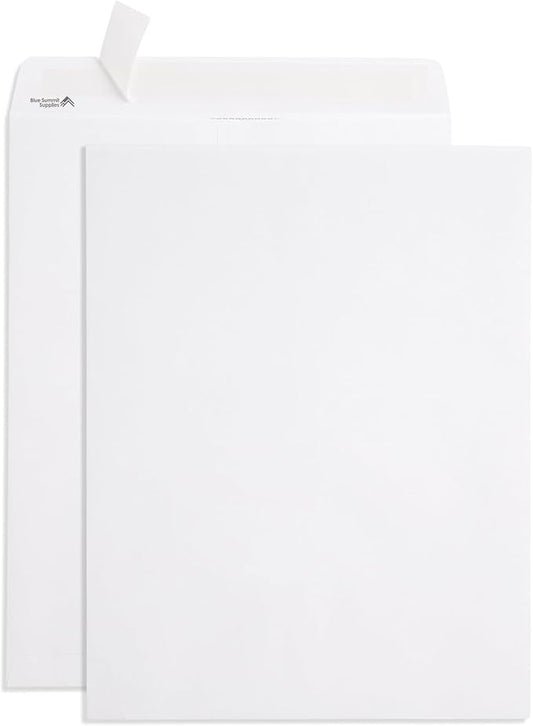 Blue Summit 11x14 Envelopes, 50 Large Envelopes 11 x 14, White for Big Documents 11.5 x 14.5, Security Tinted, Legal Size for Mailing Photos and Documents, Self Seal