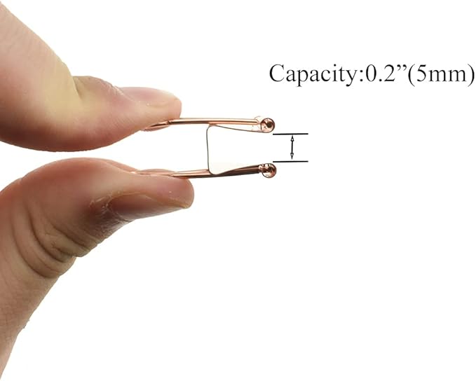 HAHIYO Binder Clips Paper Clamps Spring Steel Sturdy Small 0.75 inch Width 0.2 Inch Capacity No Sharp Edges Heavy Duty Tight Grip Reusable Rose Gold Metal Bright Finish for Home Office School 30 Pack