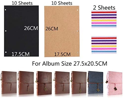 ThxMadam Scrapbooking Paper 26x17.5CM,10 Sheets Black Paper + 10 Sheets Kraft Paper Extra Refill Page for Scrapbook Photo Album Memory Book Notebook 10.82" x 8.07" (27.5 x 20.5CM) for Album Large